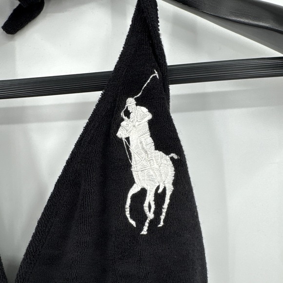 VTG Ralph Lauren Black Terry Halter Tennis Dress Cover Up Y2K Beach Club SZ M - Picture 2 of 10